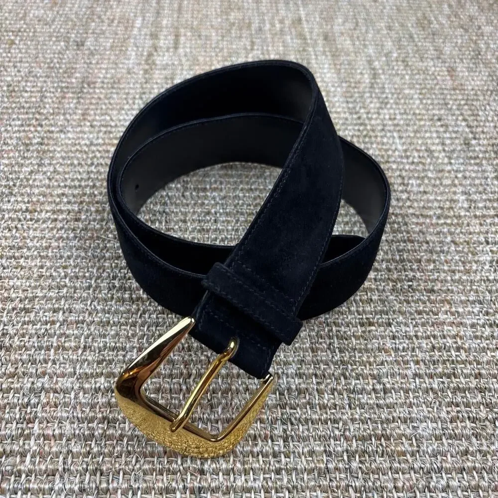 🖤✨ Escada Black Suede Belt | Size 40 | Gold Buckle | Made in Italy